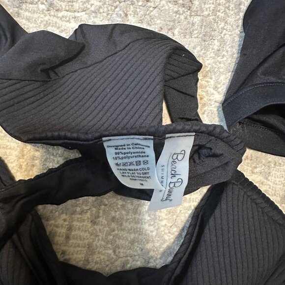 Beach Bunny 3-pc swimwear skylar wrap High Neck Halter Swim top bottom black - Picture 11 of 16